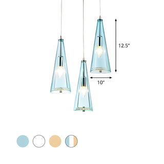 ZOWALA - Modern Blue Glass Cone Dining Room Pendant Light Image - 34
