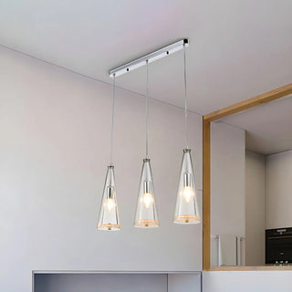 ZOWALA - Modern Blue Glass Cone Dining Room Pendant Light Image - 4
