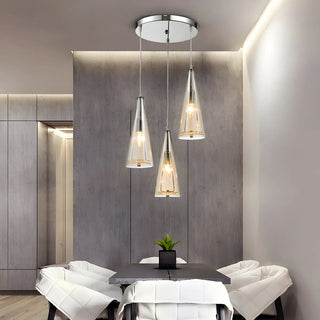 ZOWALA - Modern Blue Glass Cone Dining Room Pendant Light Image - 6