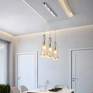 ZOWALA - Modern Blue Glass Cone Dining Room Pendant Light Image - 7