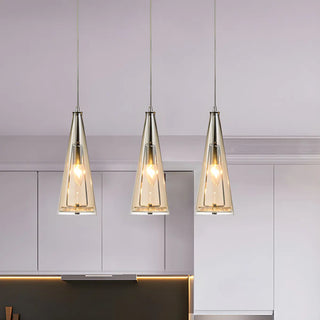 ZOWALA - Modern Blue Glass Cone Dining Room Pendant Light Image - 9