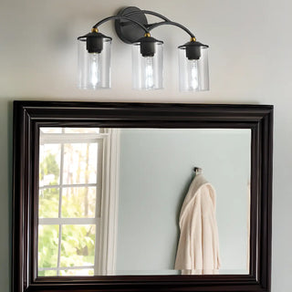 ZOWALA - 3-Lights Clear Glass Black Cylinder Vanity Light Image - 1