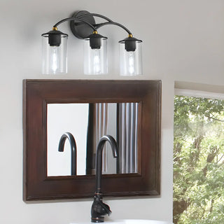 ZOWALA - 3-Lights Clear Glass Black Cylinder Vanity Light Image - 2