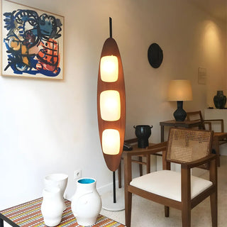 ZOWALA - 3-Light Modern Oval Brown Metal LED Floor Lamp Image - 2