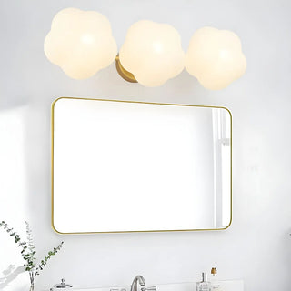 3-Light White Floral Glass LED Vanity Light Fixture Zawala Image - 1