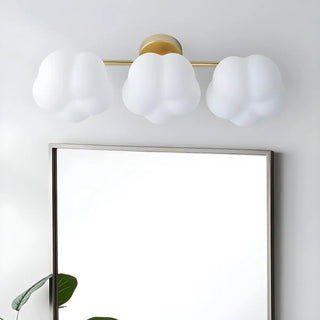 3-Light White Floral Glass LED Vanity Light Fixture Zawala Image - 3