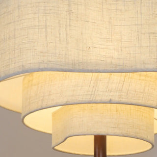 ZOWALA - White 3-Tiers Fabric Wood Adjustable Height Drum Chandelier Image - 11