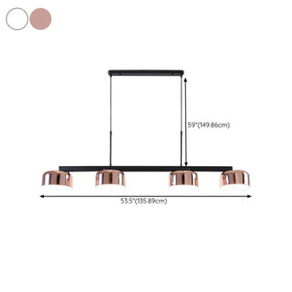 ZOWALA - 4-Light Glam Rose Gold Bowl Island Light #size