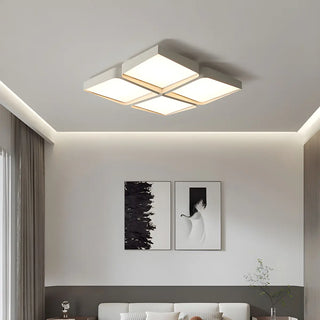 Simple White Four Square LED Flush Mount Ceiling Light Zawala Image - 1