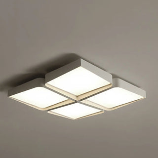 Simple White Four Square LED Flush Mount Ceiling Light Zawala Image - 10