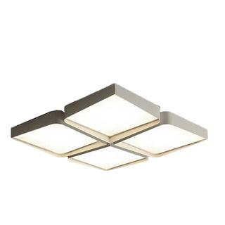 Simple White Four Square LED Flush Mount Ceiling Light Zawala Image - 11
