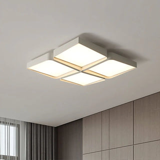 Simple White Four Square LED Flush Mount Ceiling Light Zawala Image - 2