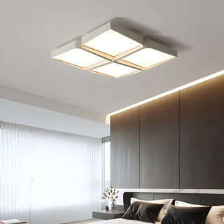 Simple White Four Square LED Flush Mount Ceiling Light Zawala Image - 3
