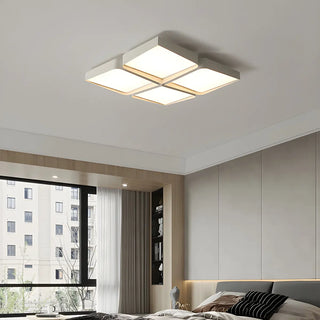 Simple White Four Square LED Flush Mount Ceiling Light Zawala Image - 4