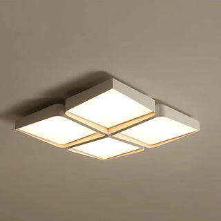 Simple White Four Square LED Flush Mount Ceiling Light Zawala Image - 5