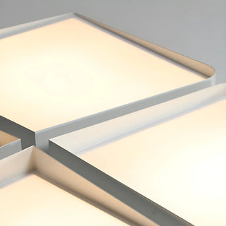 Simple White Four Square LED Flush Mount Ceiling Light Zawala Image - 7