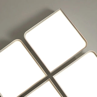 Simple White Four Square LED Flush Mount Ceiling Light Zawala Image - 8