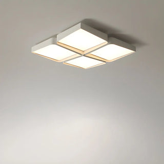 Simple White Four Square LED Flush Mount Ceiling Light Zawala Image - 9