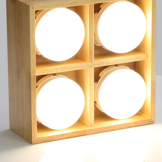 ZOWALA - 4-Light Square Box Wood Flush Mount Light Image - 10