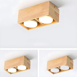 ZOWALA - 4-Light Square Box Wood Flush Mount Light Image - 12