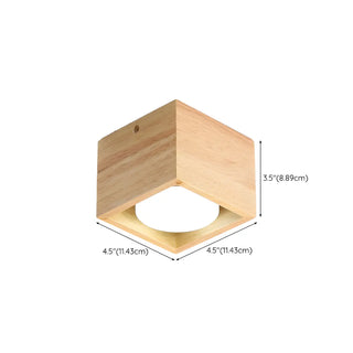 ZOWALA - 4-Light Square Box Wood Flush Mount Light #size