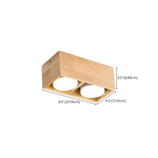 ZOWALA - 4-Light Square Box Wood Flush Mount Light Image - 16