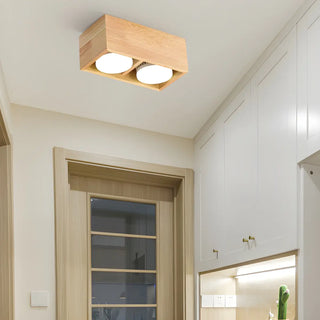 ZOWALA - 4-Light Square Box Wood Flush Mount Light Image - 4