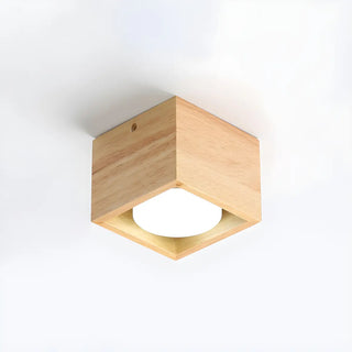 ZOWALA - 4-Light Square Box Wood Flush Mount Light Image - 6