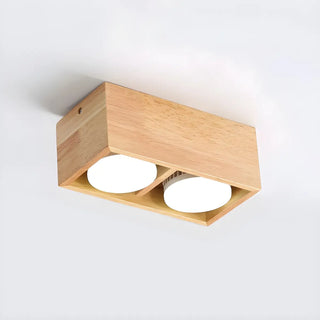 ZOWALA - 4-Light Square Box Wood Flush Mount Light Image - 7