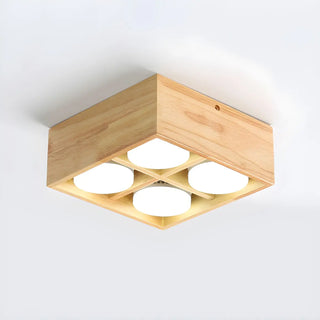 ZOWALA - 4-Light Square Box Wood Flush Mount Light Image - 8