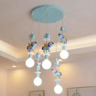 Cartoon Resin Pink Unicorn Children Room Pendant Light Zawala Image - 2