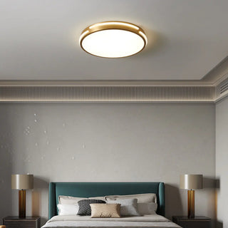 Bedroom Modern Gold Circle Flush Mount Ceiling Light Zawala Image - 1