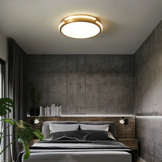 Bedroom Modern Gold Circle Flush Mount Ceiling Light Zawala Image - 4