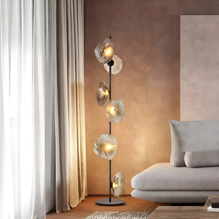 ZOWALA - 6-Light Abstract Glass Black Floor Lamp Image - 1