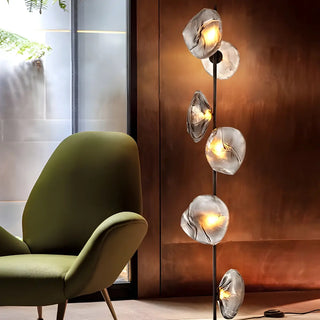 ZOWALA - 6-Light Abstract Glass Black Floor Lamp Image - 10