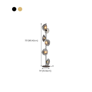 ZOWALA - 6-Light Abstract Glass Black Floor Lamp Image - 14
