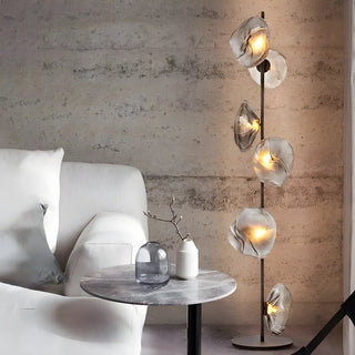 ZOWALA - 6-Light Abstract Glass Black Floor Lamp Image - 2