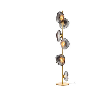 ZOWALA - 6-Light Abstract Glass Black Floor Lamp Image - 7
