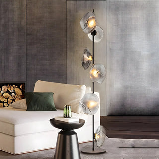ZOWALA - 6-Light Abstract Glass Black Floor Lamp Image - 8