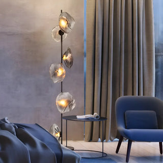 ZOWALA - 6-Light Abstract Glass Black Floor Lamp Image - 9