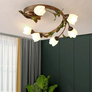 ZOWALA - Medium Flower Branch Semi-Flush Mount Light 6-Light Image - 1