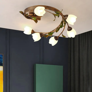 ZOWALA - Medium Flower Branch Semi-Flush Mount Light 6-Light Image - 3