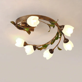ZOWALA - Medium Flower Branch Semi-Flush Mount Light 6-Light Image - 7