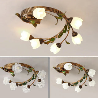 ZOWALA - Medium Flower Branch Semi-Flush Mount Light 6-Light Image - 9
