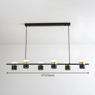 Black Linear Cylinder Adjustable Direction Island Chandelier Image - 10