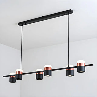 Black Linear Cylinder Adjustable Direction Island Chandelier Image - 3