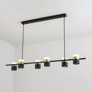 Black Linear Cylinder Adjustable Direction Island Chandelier Image - 4