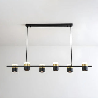Black Linear Cylinder Adjustable Direction Island Chandelier Image - 5