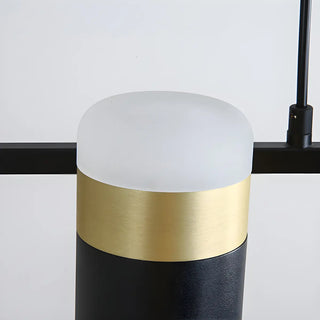 Black Linear Cylinder Adjustable Direction Island Chandelier Image - 8