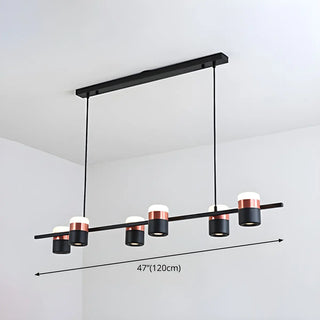 Black Linear Cylinder Adjustable Direction Island Chandelier #size